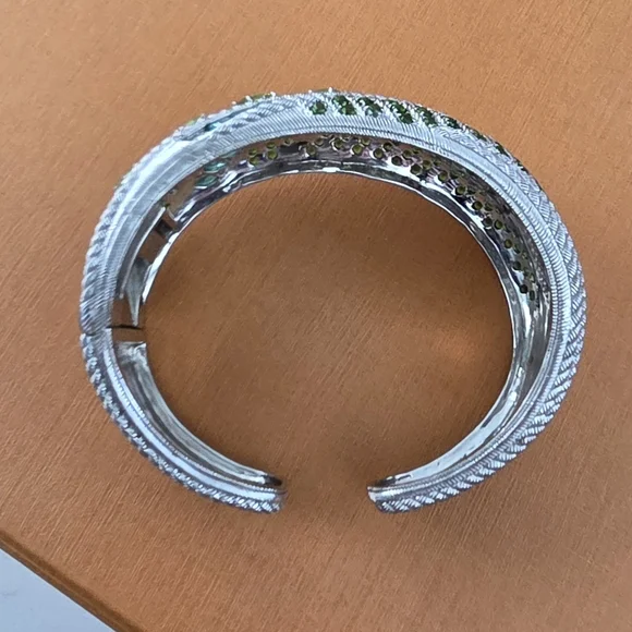 Judith Ripka Authentic Emerald & Silver and Silver Cuff Bracelet - Picture 3 of 9